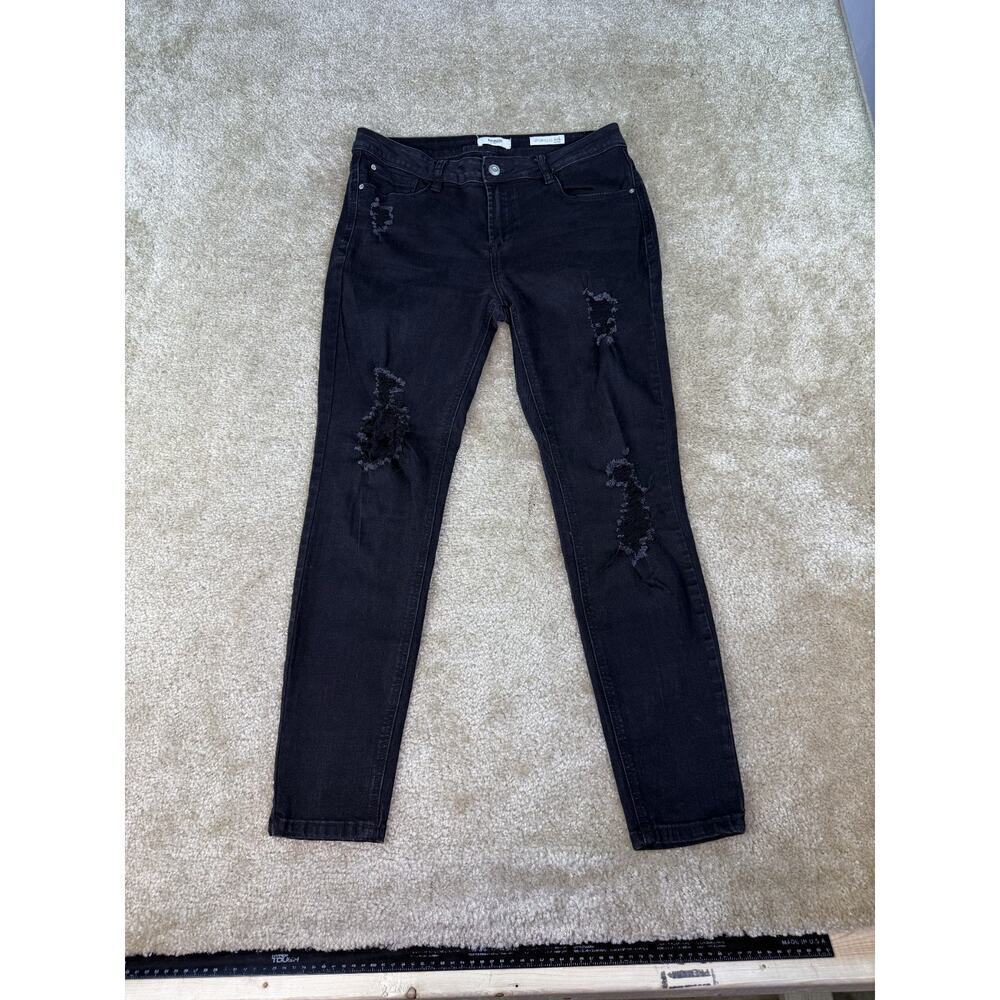 Kensie Jeans Womens 6/28 Effortless Ankle Mid Rise Stretch Denim Black B741